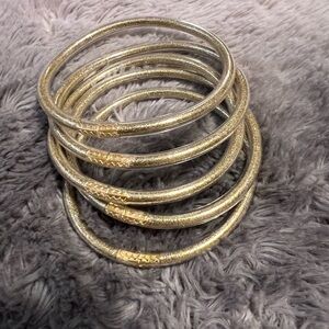 Gold Glitter Silicone Bangle Bracelet Set of 5